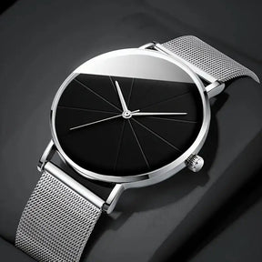 Relógio Feminino Minimal Black Mesh