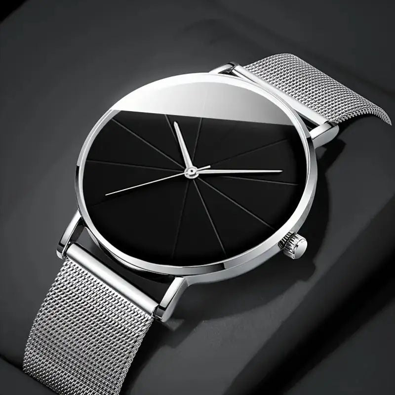 Relógio Feminino Minimal Black Mesh
