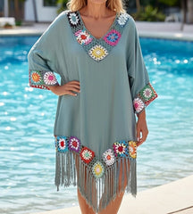 saida_de_praia_feminina_croche_floral_aurora artesanal em cor verde

