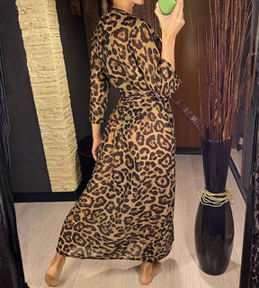 Saída de praia feminina luxo animal print
