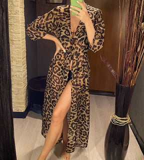 Kimono praia feminino animal print sofisticado
