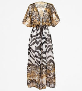 Saída de praia animal print elegante feminino