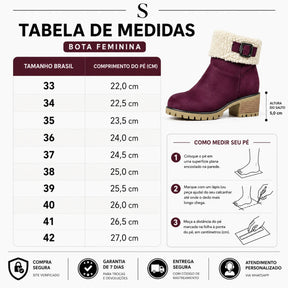 tabela de medidas bota feminina saybeleze