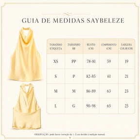 Blusa Feminina Frente Única Acetinada Amarela Gola Degagê Elegante