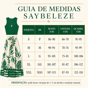Conjunto Feminino Cropped Verde e Saia Longa Estampada Tropical