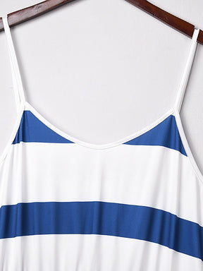 Vestido Feminino Listrado Azul e Branco