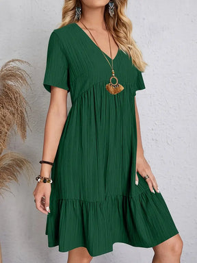 vestido feminino soltinho com babado na barra saybeleze cor  verde